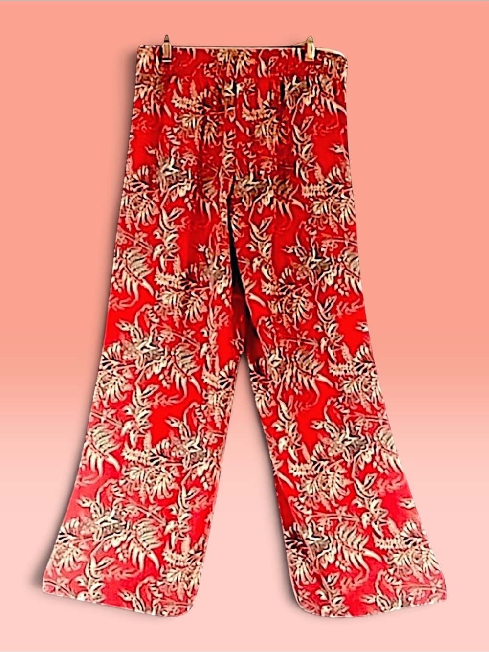 LOFT VTG palazzo pants coral green & white paisley print S